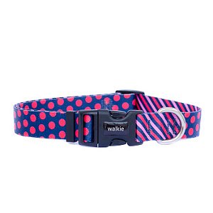 Coleira para cachorro PINK DOTS - pink e azul - WALKIEDOG