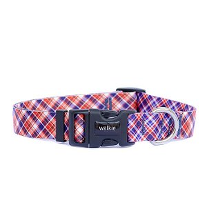 Coleira para cachorro PLAID - vermelha e azul - WALKIEDOG