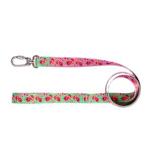 Guia de passeio para cachorro FLOWERS - verde e rosa - WALKIEDOG