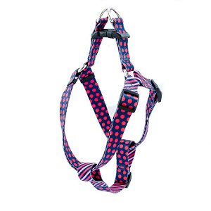 Peitoral para cachorro PINK DOTS - azul e pink - WALKIEDOG