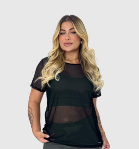 Blusa longline feminina