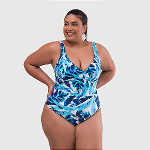 Maio decote v plus size moda praia