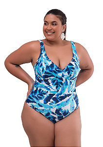 Maio decote v plus size moda praia
