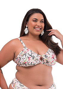 Top biquini em v com bojo plus size