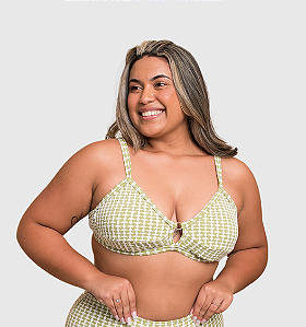 Top biquini em v com bojo plus size