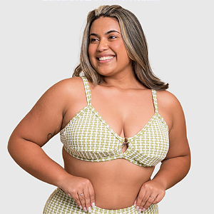 Top biquini em v com bojo plus size