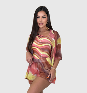 Conjunto blusa short feminino