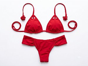 Conjunto de biquini cortininha com tanga feminino