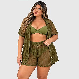 Conjunto blusa short plus size