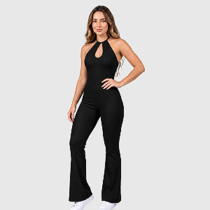 Macacao frente unica flare feminino