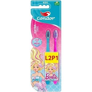 Escova Dental Condor L2P1Kids Barbie 2+ Extra Macia