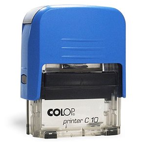 Carimbo automático personalizado marca  Colop Print10 com detalhe transparente  impressão 25X10 mm