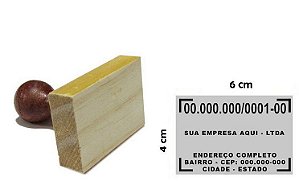 Carimbo em madeira padrão cnpj medida 40x60mm