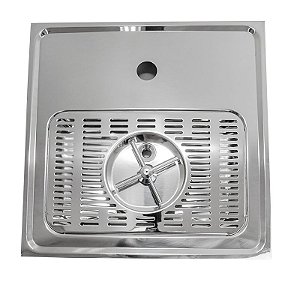 Bandeja Pingadeira 40x40cm Inox com Gela Copos Furo 50mm