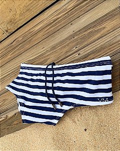 Sunga VM Clássica Estampada Listra Horizontal Média Trancoso