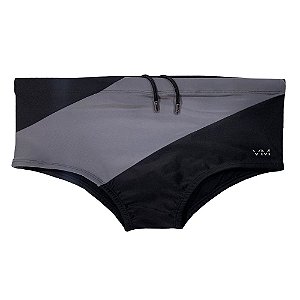 Sunga VM Clássica Bicolor Preta Faixa Cinza