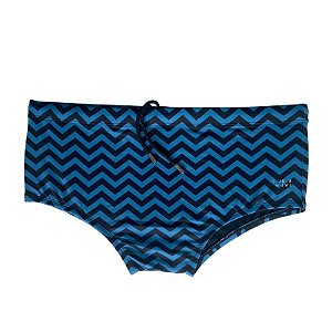 Sunga VM Clássica Estampada Zig Zag Azul e Preto