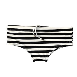 Sunga VM Clássica Estampada Listra Média Horizontal Preta