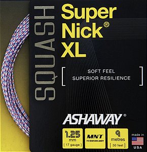 Set de corda Ashaway SuperNick XL Squash 1.25 mm Branca/Vermelha/Azul (9 metros)