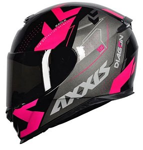 Capacete AXXIS Eagle Diagon Gloss BLACK/PINK (Tamanho 56)