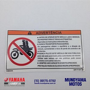 Etiqueta de Advertência -  TTR-230 (Original Yamaha)