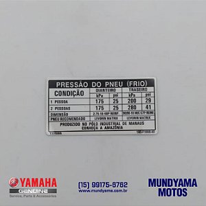 Etiqueta de Pressão do Pneu (14) - YBR FACTOR 125  (Original Yamaha)