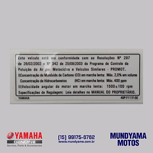 Etiqueta de Emissão de Poluentes (10) - T115 CRYPTON (Original Yamaha)