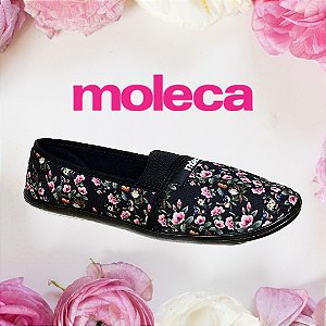 Sapatilha Moleca 520.59 Floral Preta