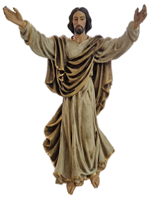 Imagem Jesus Cristo Ressuscitado De Mesa Envelhecida Resina 35 Cm