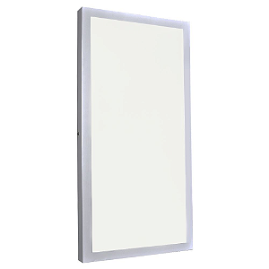 Luminária Plafon 30x60 24W LED Sobrepor Branco Quente Borda Branca
