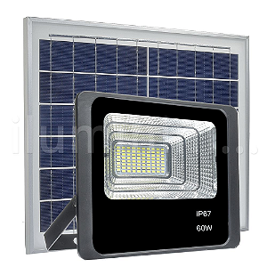 Refletor LED Solar 60w 80 Leds Auto Recarregável