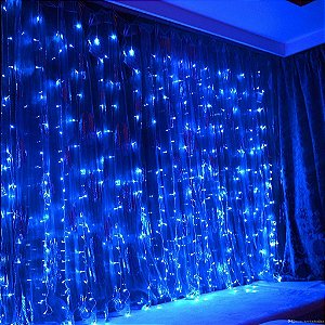 Cortina de LED 300 LEDs Cascata 3m x 3m Azul Bivolt