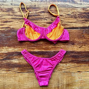 Meia taça Pink/Laranja asa delta