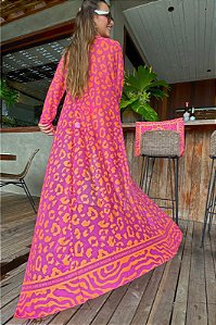 Saída de Tule Animal Print Pink