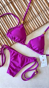 Cortininha Fucsia ripple lacinho
