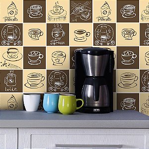Azulejos Hidráulicos - Café - 16 peças com 20x20cm cada