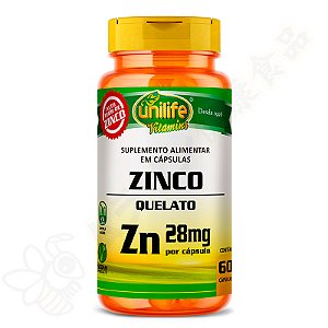 Zinco Quelato (Bisglicinato de Zinco) c/60 - Unilife