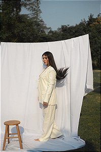 Calça Linho Cintura Alta Off White