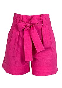 Short Alfaiataria Cintura Alta Hot Pink