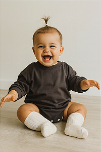 Romper Chumbo Unissex Oversize (12m);(18m)