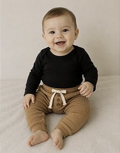 Conjunto de Bebê Théo (Body Black + Calça Canelada) 3 Meses