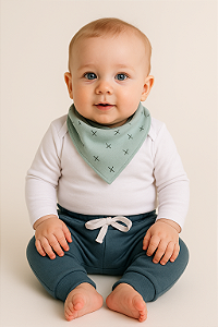 Look de Bebê (6 meses) Calça + Body + Babador