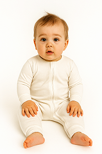 Macacão de Zíper Off White Unissex (12-18m)