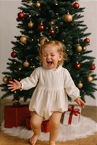 Romper Babado Off White (12-18m); (18-24m)