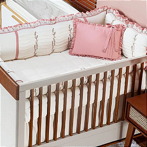 Kit Berço Ellie com Bordados de Raminhos - 9 peças