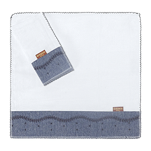 Fralda de Boca com Detalhes em Linho Jeans com Crochezinho 2 peças - Batistela Baby