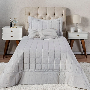 Colcha Matelada Solteiro Linho Cinza - Batistela Baby