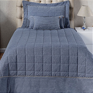 Colcha Matelada Solteiro Linho Jeans - Batistela Baby