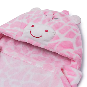 Manta Com Capuz Girafinha Rosa - Loaní