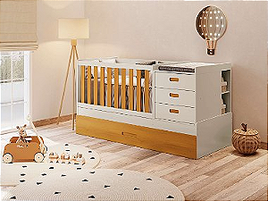 Berço Multifuncional Luna com Cama Auxiliar - Móveis Reller